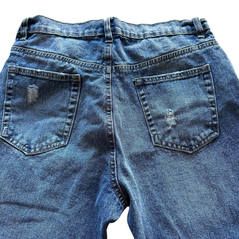Womens Jeans Size 7 Blue Denim Mom Medium Weight High Waist Distressed Trendy - Picture 4 of 10
